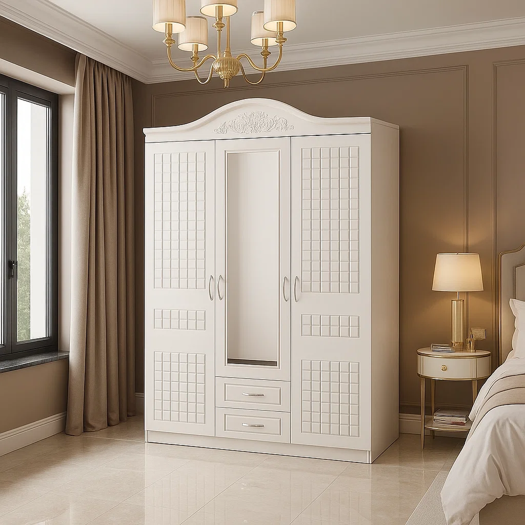 Dulapuri - Dulap Bzqe 012 MDF - 3U+2S, 150x200x50 cm, Alb