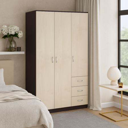 MOBILIER LIVING - Dulap Ionut,120x50x200 cm, Wenge+Mesteacan