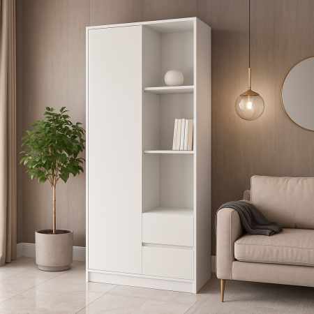 MOBILIER LIVING - Dulap MP1 - 1U+2S, 80x33x180 cm, Alb