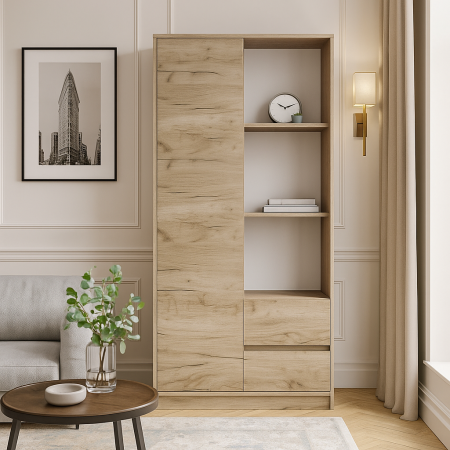 Dulap MP1 - 1U+2S, 80x33x180 cm, Stejar K002 [3]