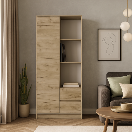 MOBILIER DORMITOR - Dulap MP1 - 1U+2S, 80x33x180 cm, Stejar K002
