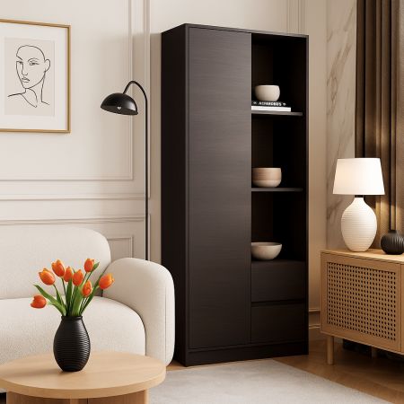 Dulap MP1 - 1U+2S, 80x33x180 cm, Wenge [1]