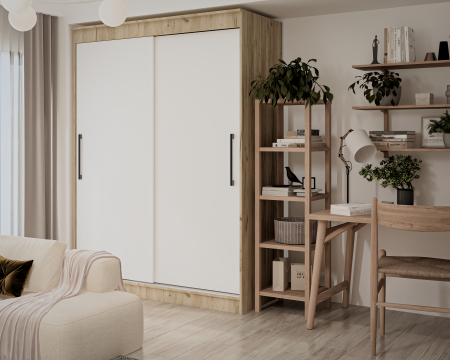 Dulap UC MP1, 150x60x200 cm, Stejar K002/Alb [1]