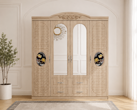 Dulapuri - Dulap ZQE 026 MDF - 4 Usi/2 Sertare 200x200x50 cm