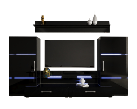 Living Domino 280x45x140 cm, MDF Negru Lucios [4]