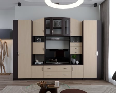 Living Set - Living Macarena 290x51x196cm, wenge/mesteacan