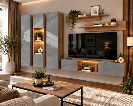 MOBILIER LIVING - Living MP3 Sonoma + Gri ciment