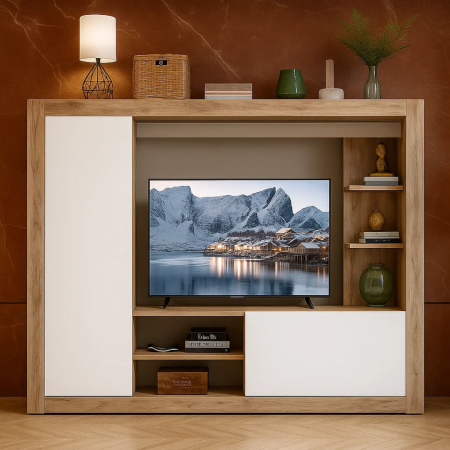 Living Rona Stejar Gri + Alb 200x36x160 cm [1]