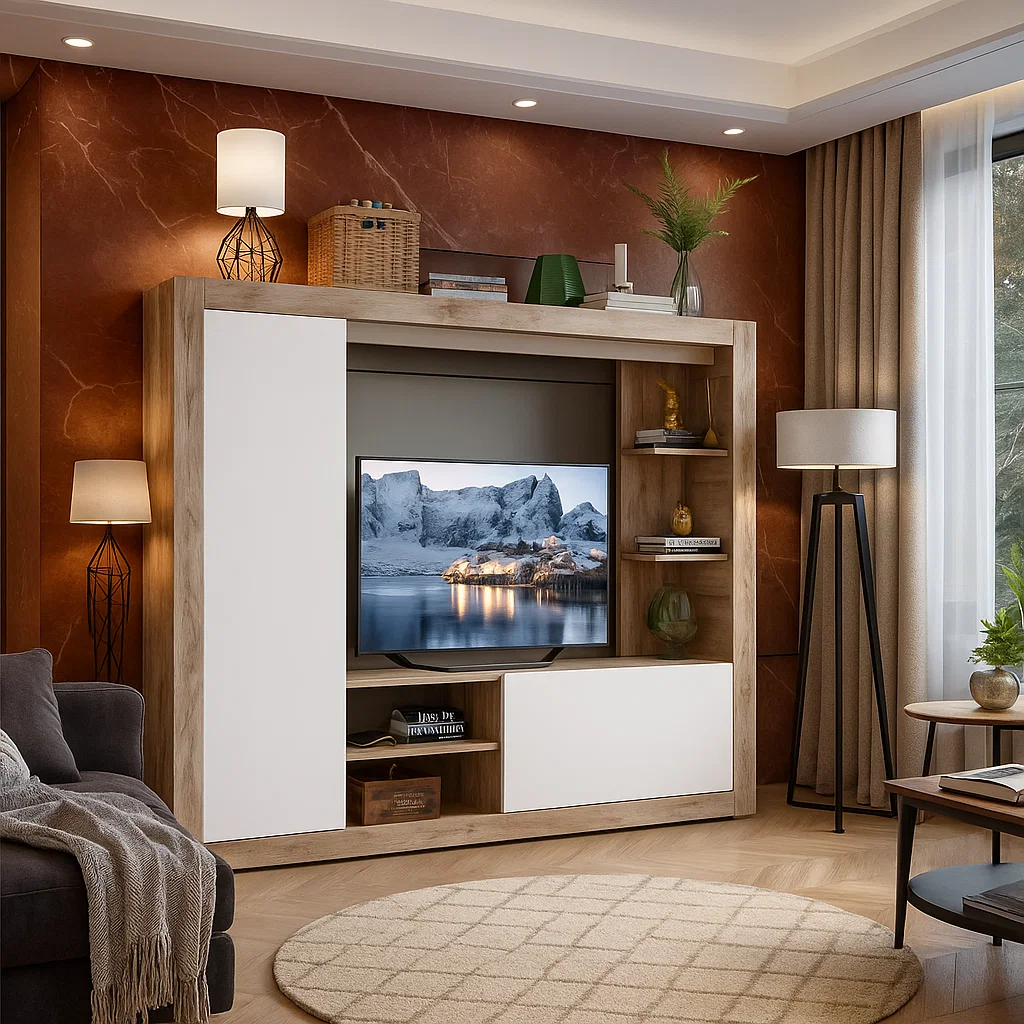 Living Rona Stejar Gri + Alb 200x36x160 cm [0]