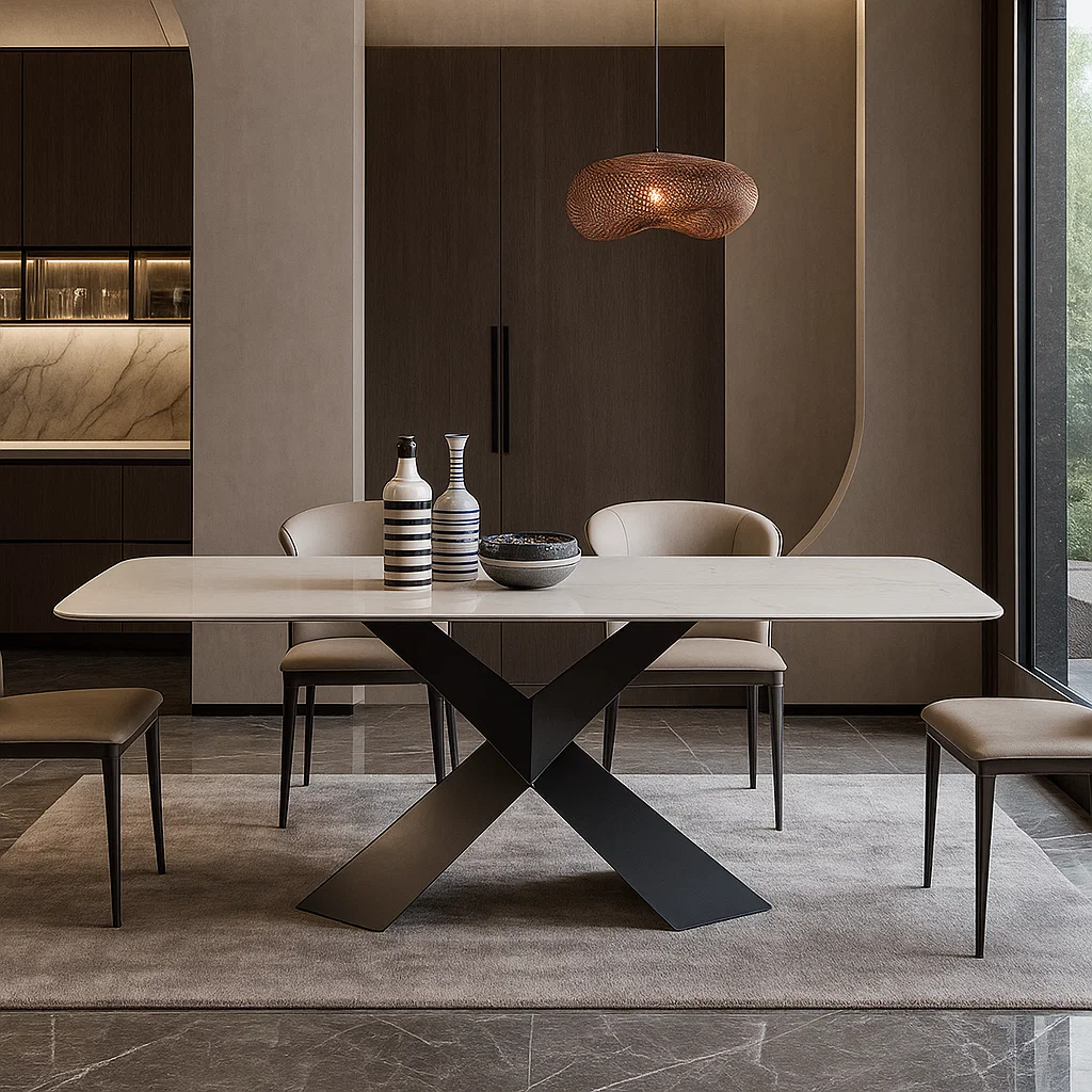 MOBILIER LIVING - MASA DINING 628 MARMURA ALB 1800X900X750