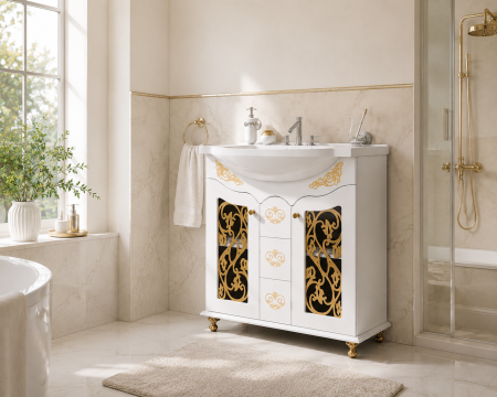 Masca baie cu lavoar Pearl Aur 85x90x51 cm
