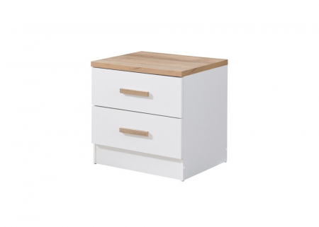 Noptiera Luna cu 2 sertare, culoare Alb+Sonoma, 50x40x50cm [2]