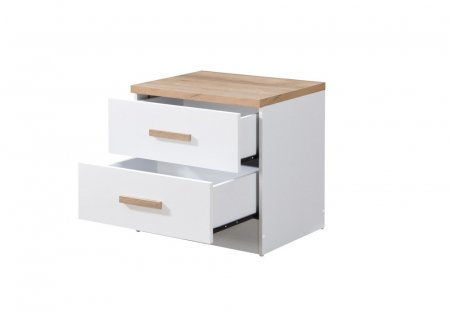 Noptiera Luna cu 2 sertare, culoare Alb+Sonoma, 50x40x50cm [3]
