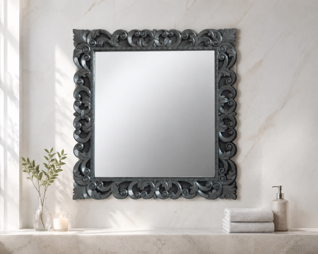 Oglinzi - Oglinda Temptation 2 Negru Argint  90x90x3 cm