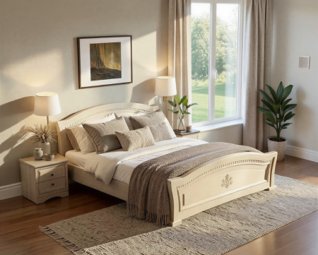 Pat cu 2 noptiere Milano Mesteacan