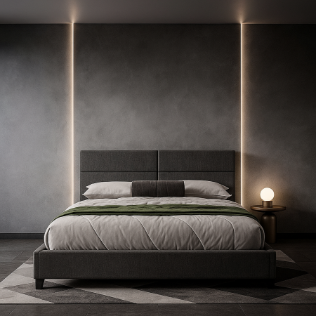 Pat Tapitat Houston 160x200 cm, Suport Saltea Inclus, Culoare Gri [2]