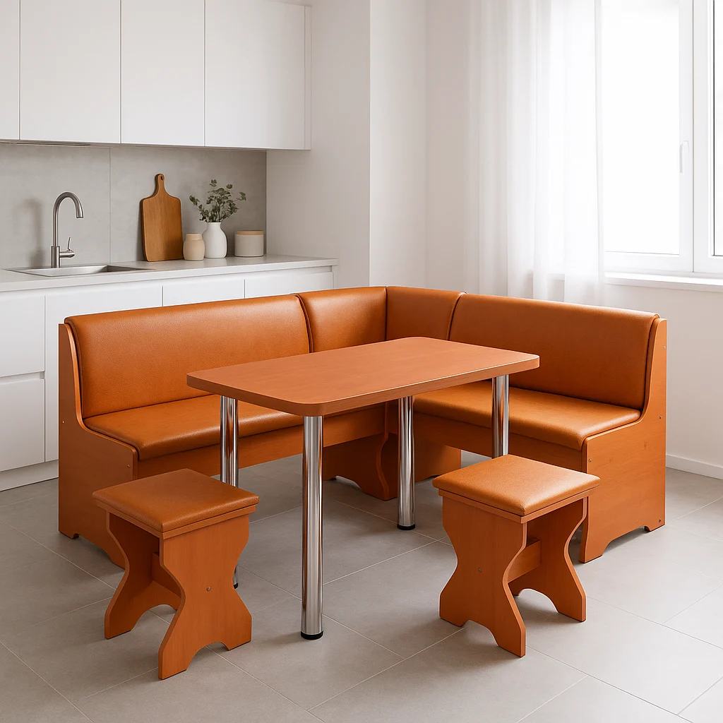 Set Coltar Bucatarie Tunis Cu Masa Si 2 Tabureti Cires