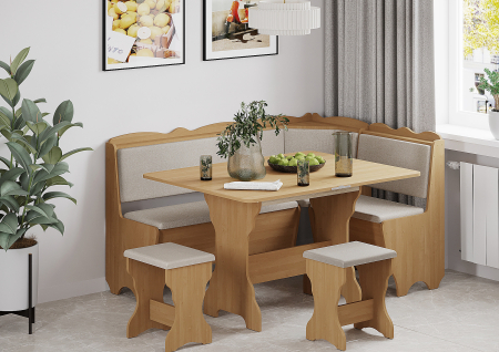 Coltare de Bucatarie - Set coltar Rodos cu  masa extensibila si 2 tabureti  Cires/Balaton