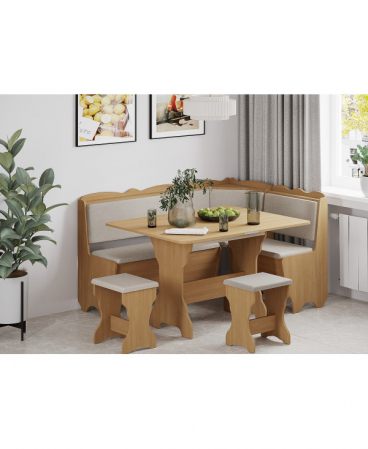 Coltare de Bucatarie - Set coltar Rodos + Masa extensibila si 2 tabureti, Cires/Balaton