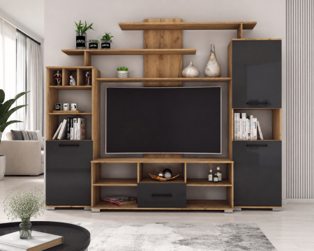 Living Set - Set living Geo  247x45x210 cm Stejar k003/Antracit