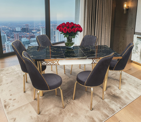 MOBILIER LIVING - SET MASA 6 SCAUNE ALTIN 3