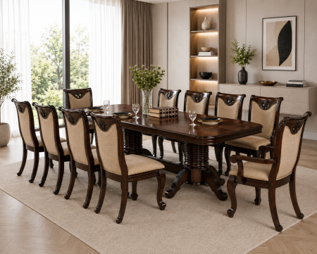Mese si Scaune - Set masa AC3268T cu 10 Scaune Dark Brown