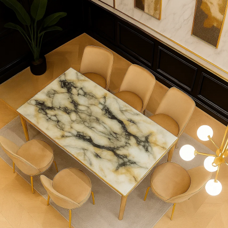 Set masa extensibila cu 6 scaune Lux Culoare Crem [2]