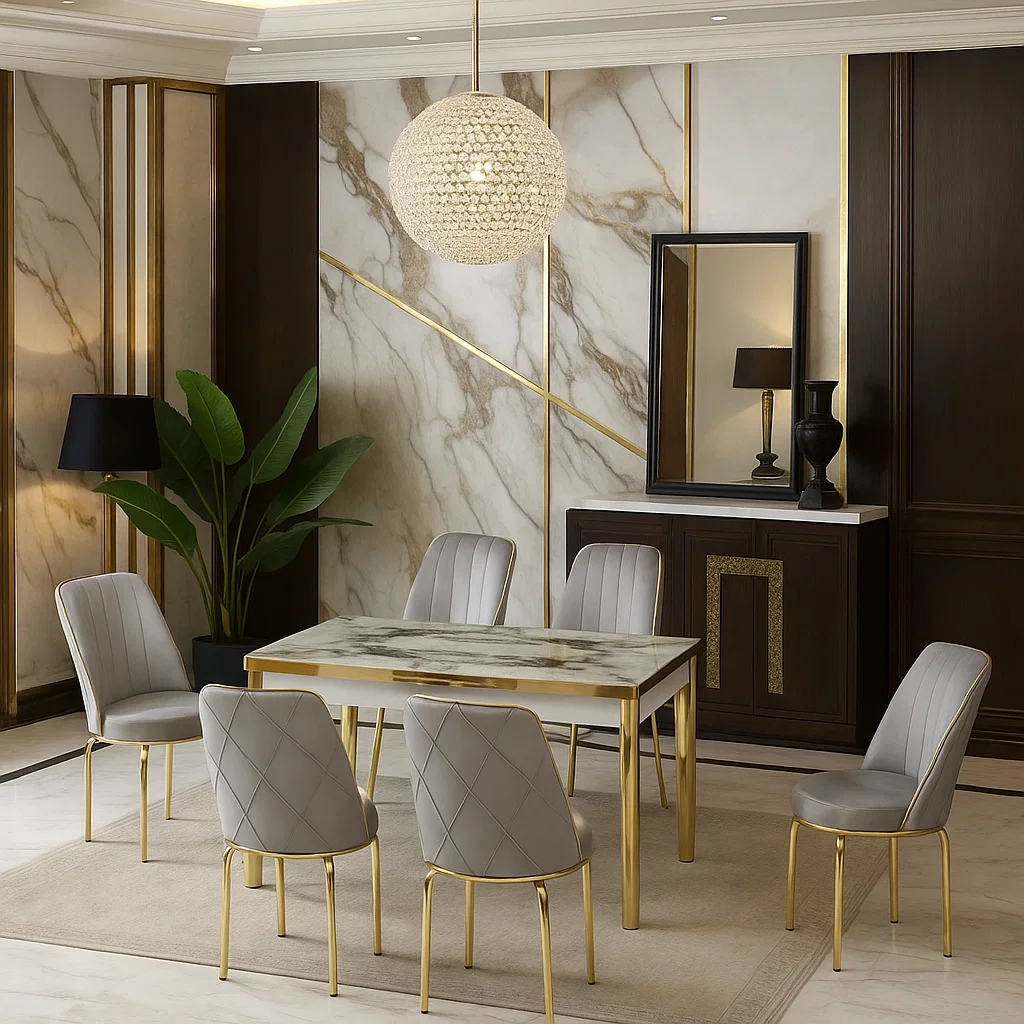 Set masa extensibila cu 6 scaune Lux Culoare GRI [0]