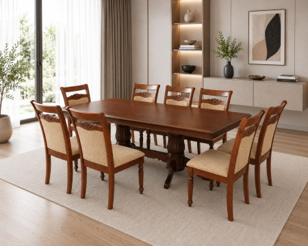 Mese si Scaune - Set Masa RH7132 cu  8 scaune RH8064 Dirty Oak 160x100x77 cm