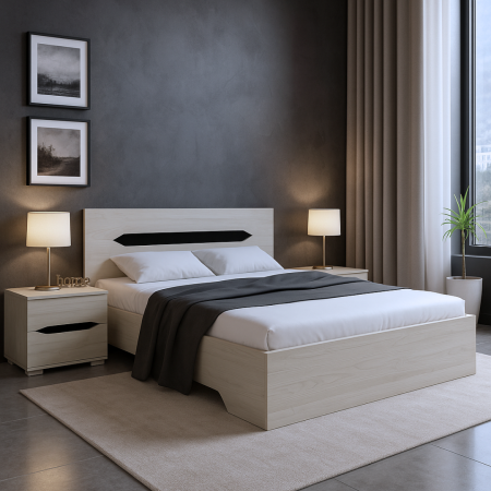 MOBILIER DORMITOR - Set Pat 120 + Doua Noptiere Valencia K001