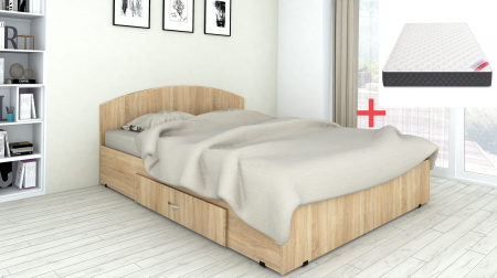 MOBILIER DORMITOR - Set pat Mijloc 160 si Saltea MR Sonoma