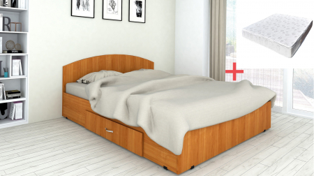 MOBILIER DORMITOR - Set pat Mijloc 90 + Saltea Torino Cires