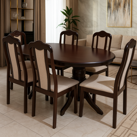 Mese - Set RH7017T+6RH558C Expresso,150x90x76 cm