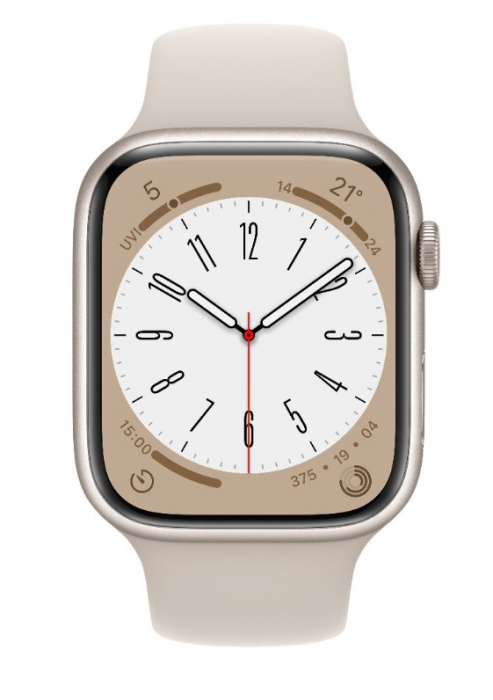 Apple Watch 8, GPS, Carcasa Starlight Aluminium 45mm, Starlight Sport Band [2]