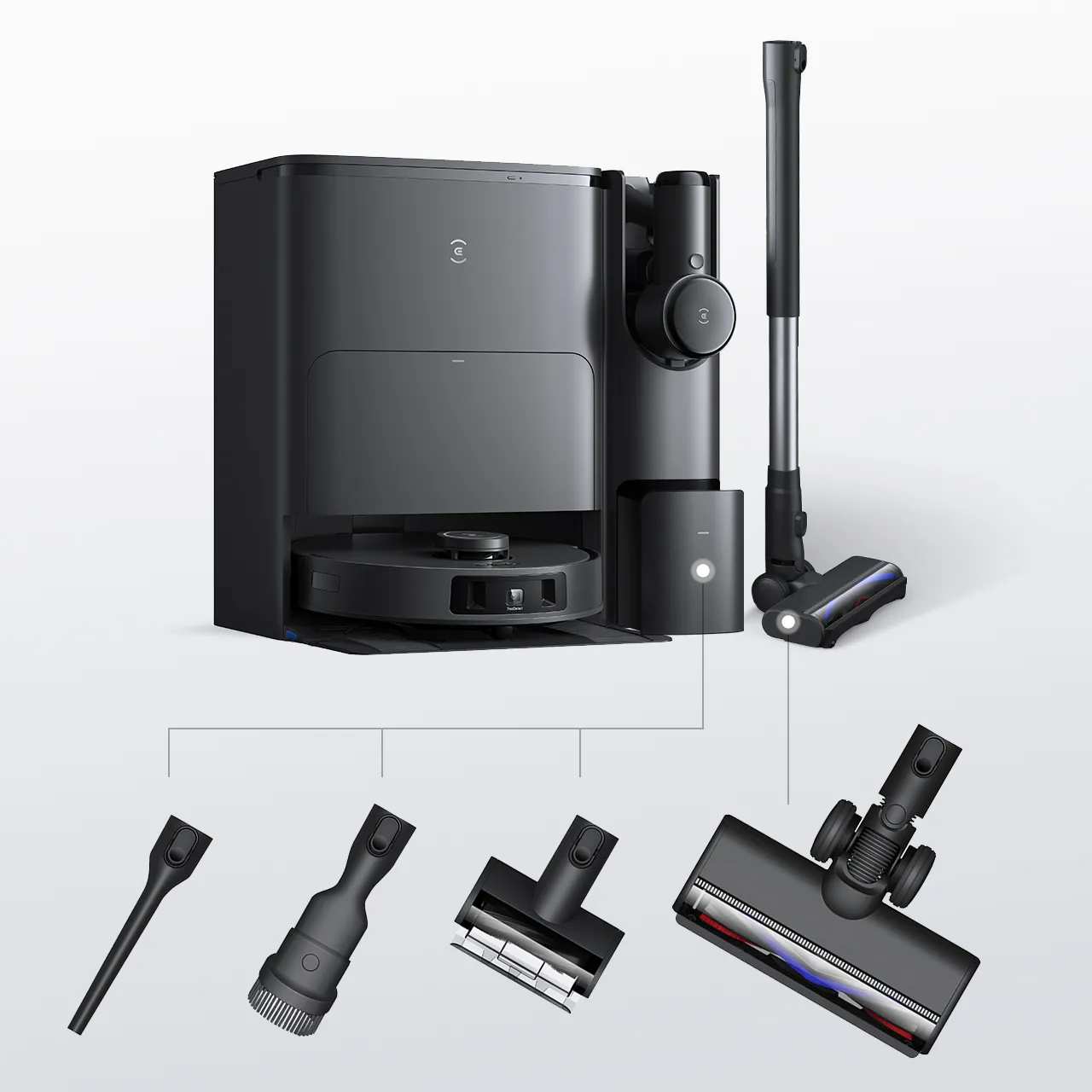 Aspirator robot cu functie de stergere Ecovacs T30S Combo Complete, spalare mopul apa calda, uscare aer cald, putere de aspirare 11000pa, configuratie mai multe capete perie, golire automata duala cur [5]