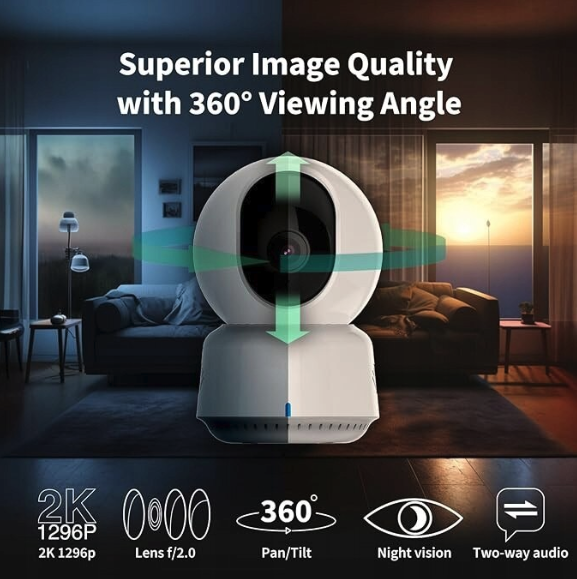 Camera de supraveghere, Aqara, E1, 2304x1296px, Wi-Fi 6, infrarosu, alb [5]