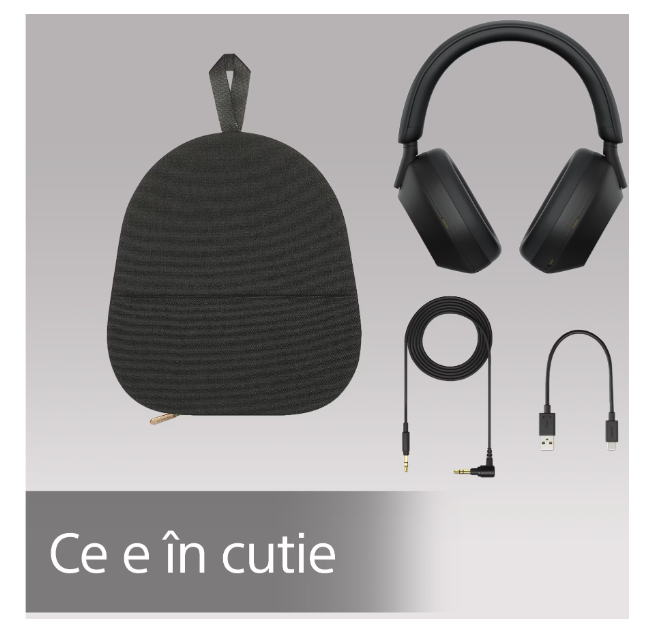 Casti Over the Ear Sony WH-1000XM5B, Wireless, Bluetooth, Noise cancelling, Autonomie baterie 30 ore, Microfon, Alexa si Google Assistant, Negru [3]