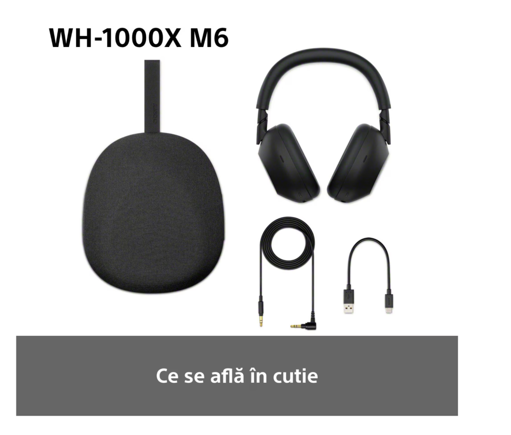 Casti Over the Ear Sony WH-1000XM6L, Wireless, Bluetooth, Hi-Res Audio, Noise cancelling, Autonomie 30 ore, Microfon, Alexa si Google Assistant, Design pliabil, Albastru [4]