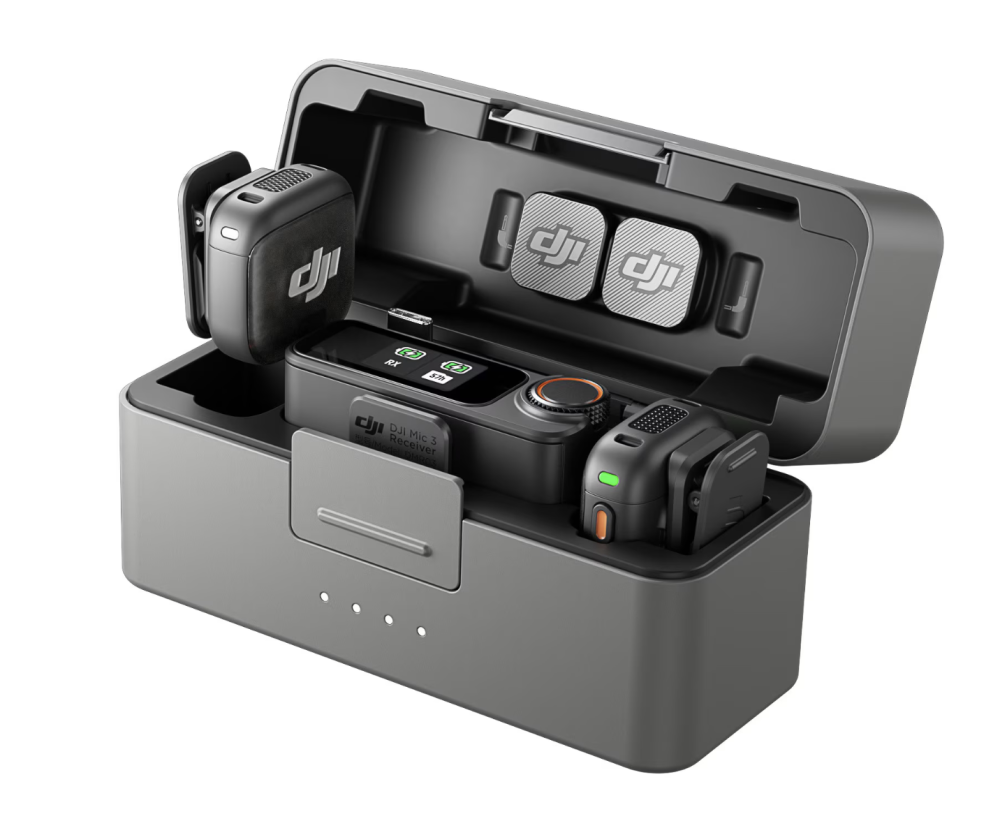 Kit DJI MIC 3, 2x microfon, 1x receptor, 1x statie incarcare, Wireless, Omnidirectional, Noise Canceling, Raza Actiune 400m, Autonomie microfon 8h, Autonomie receptor 10h [2]