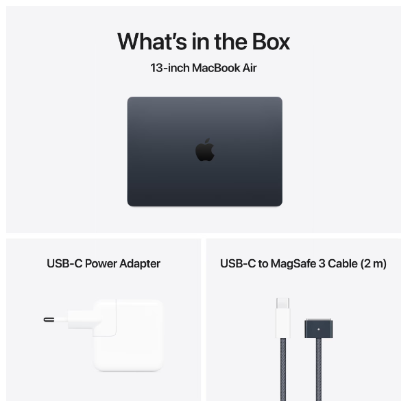 Laptop Apple MacBook Air 13", cu procesor Apple M4, 10 nuclee CPU si 10 nuclee GPU, 16GB RAM, 512GB, Midnight [6]