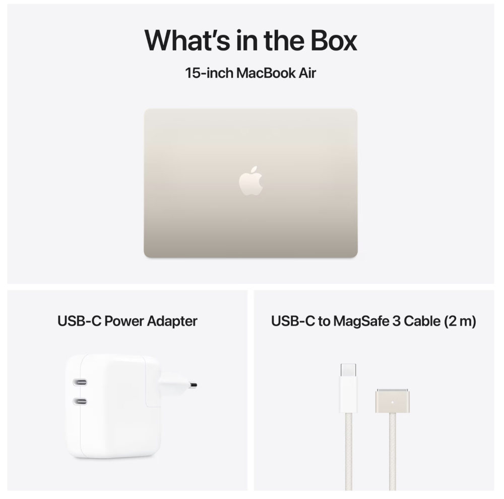 Laptop Apple MacBook Air 15", cu procesor Apple M4, 10 nuclee CPU si 10 nuclee GPU, 16GB RAM, 512GB, Starlight, Tastatura Internationala [8]