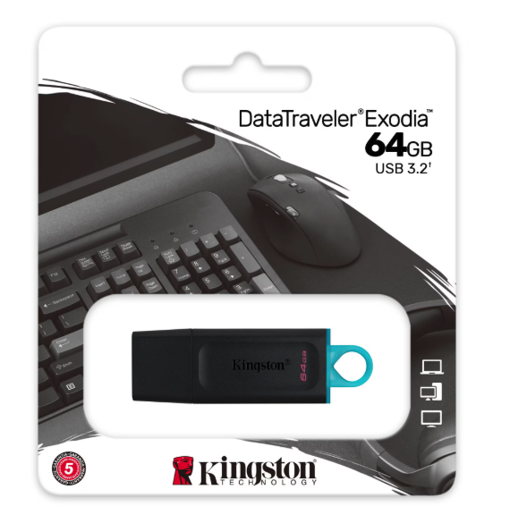 Memorie USB Stick Kingston DataTraveler Exodia 64GB, USB 3.2, Black/Teal [3]