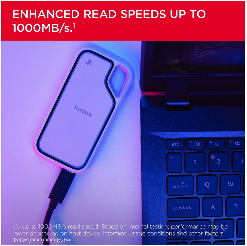 Sandisk Extreme for PS5 and PC USB 3.2 Extern SSD 1TB 2.5" Alb [4]