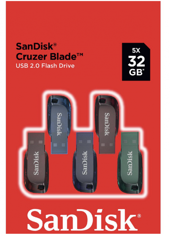 Set 5 USB 2.0 Flash Drive Sandisk Cruzer Blade 32GB [1]