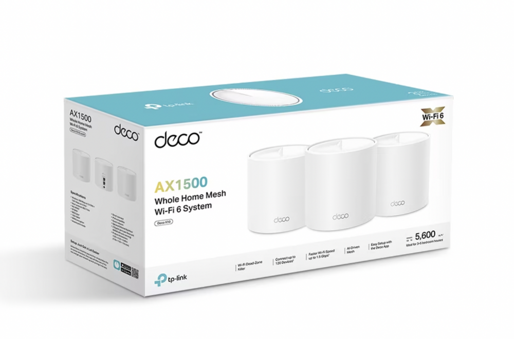 Sistem Mesh TP-Link Deco X10 (3-pack) Wi-Fi 6 Dual-Band Gigabit AX1500, cu acoperire completa pentru casa, Seamless Roaming, Self-Healing, Adaptive Path, Antivirus, Control Parental si Control Vocal [7]