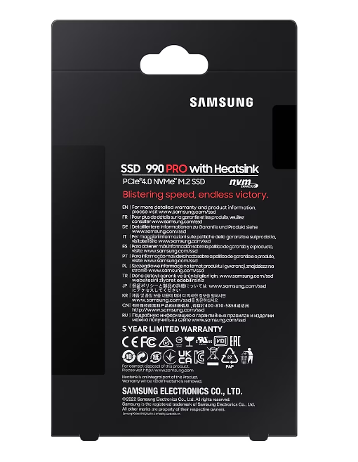 Solid State Drive (SSD) Samsung 990 PRO 4TB Heatsink, PCIe Gen 4.0 x4, NVMe, M.2. MZ-V9P4T0GW [2]