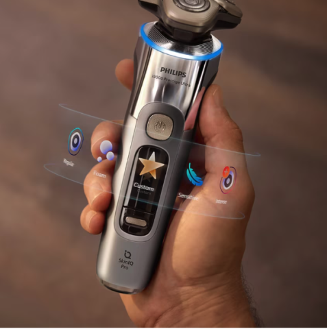 Aparat electric de barbierit PHILIPS i9000 Prestige Ultra XP9404/31, tehnologie SkinIQ Pro, autonomie 60 min, senzor presiune&cadran LED pt ghidaj, afisaj color, 5 moduri functionare, statie igienizar [5]