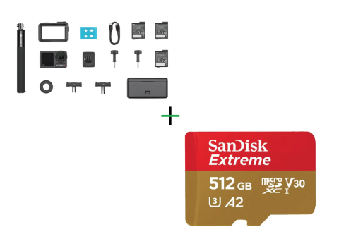Foto / Video / Supraveghere - Camera Video Sport DJI Osmo Action4 Adventure Combo + Card de memorie SanDisk Extreme MicroSDXC UHS-I, A2, 512GB, V30, Up to 160MB/90MB, 4K UHD, cu adaptor