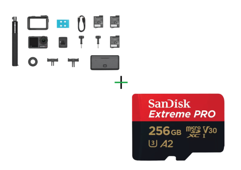 Foto / Video / Supraveghere - Camera Video Sport DJI Osmo Action4 Adventure Combo + Card de memorie SanDisk Extreme PRO MicroSDXC UHS-I, A2, 256GB, V30, Up to 200MB/140MB, 4K UHD, cu adaptor