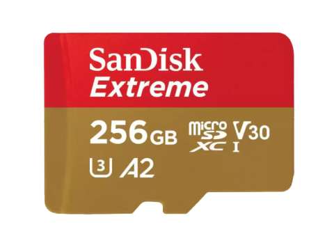 Carduri MicroSD - Card de memorie SanDisk Extreme MicroSDXC UHS-I, A2, 256GB, V30, Up to 190MB/130MB, 4K UHD, cu adaptor